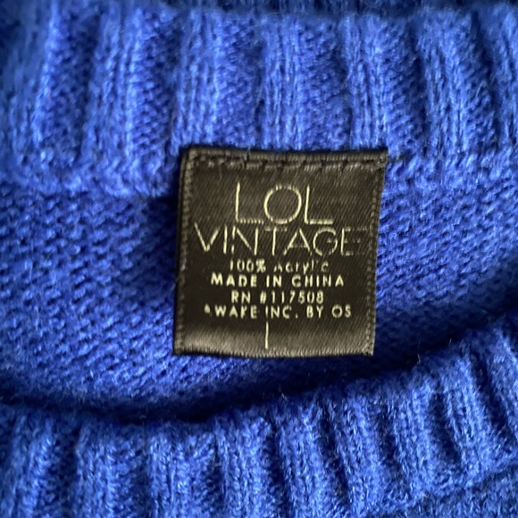 LOL Vintage Blue Xmas Tree Not So Ugly Sweater - Picture 8 of 8